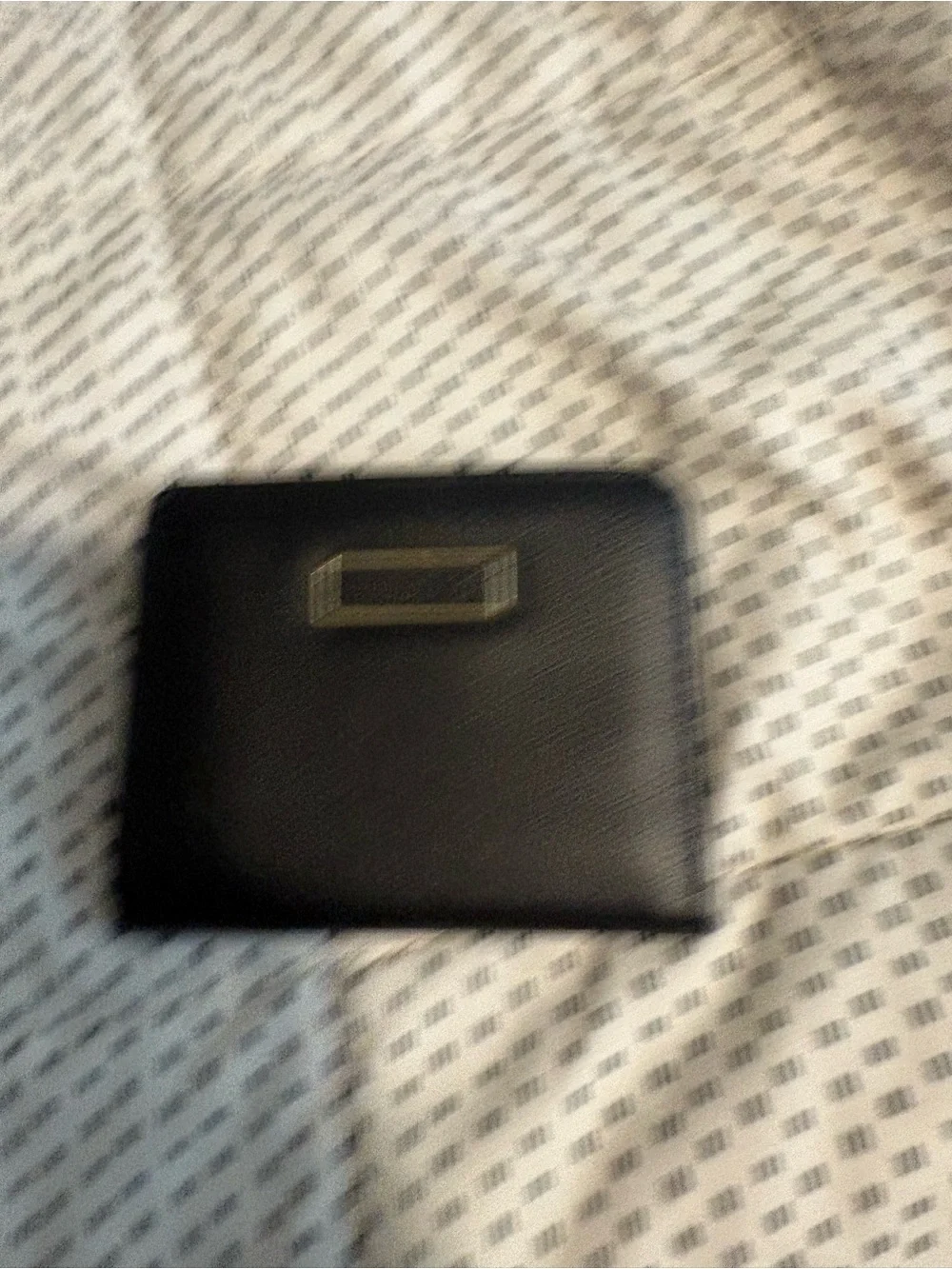 Men's Black Leather Zip Wallet with Metal Plate